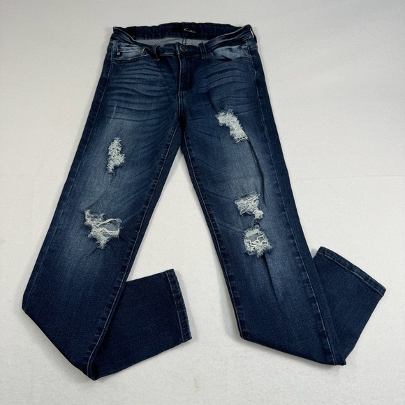 Kancan Skinny Stretch Jeans Womens Size 28 Mid Rise Dark Wash - Picture 1 of 14
